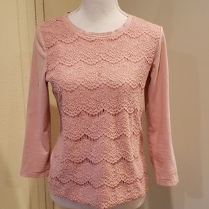J Crew  lace long sleeve  top